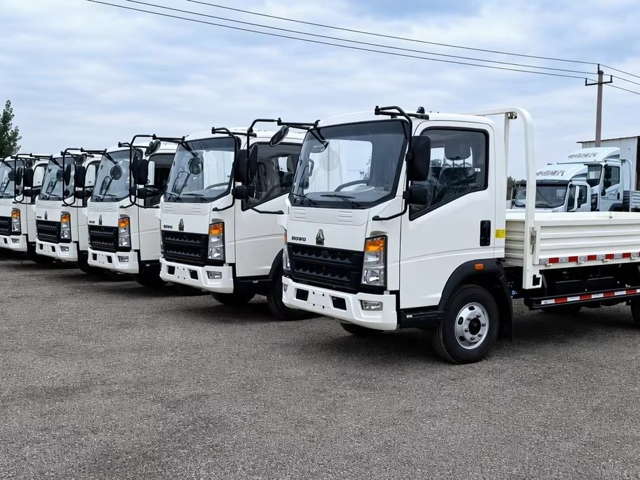 Line-up of HOWO light duty trucks at our yard