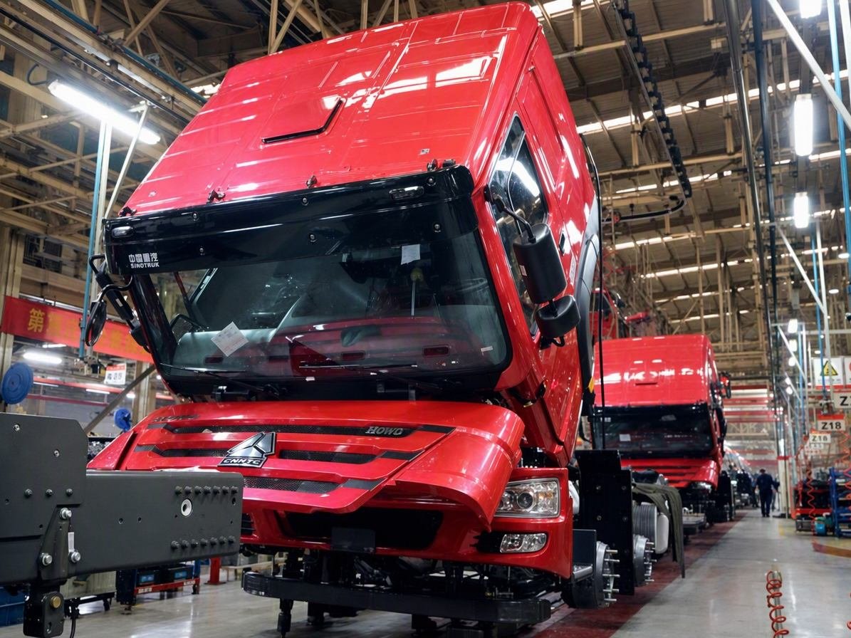 HOWO truck cabs on the assembly line