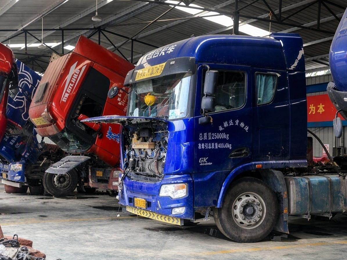 Used truck cabs stripped and reconditioned in the workshop